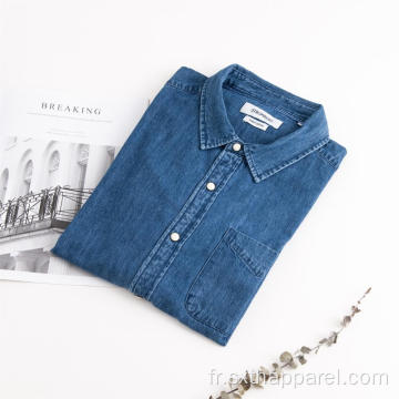 Chemise en jean confortable bleue à manches longues pour hommes